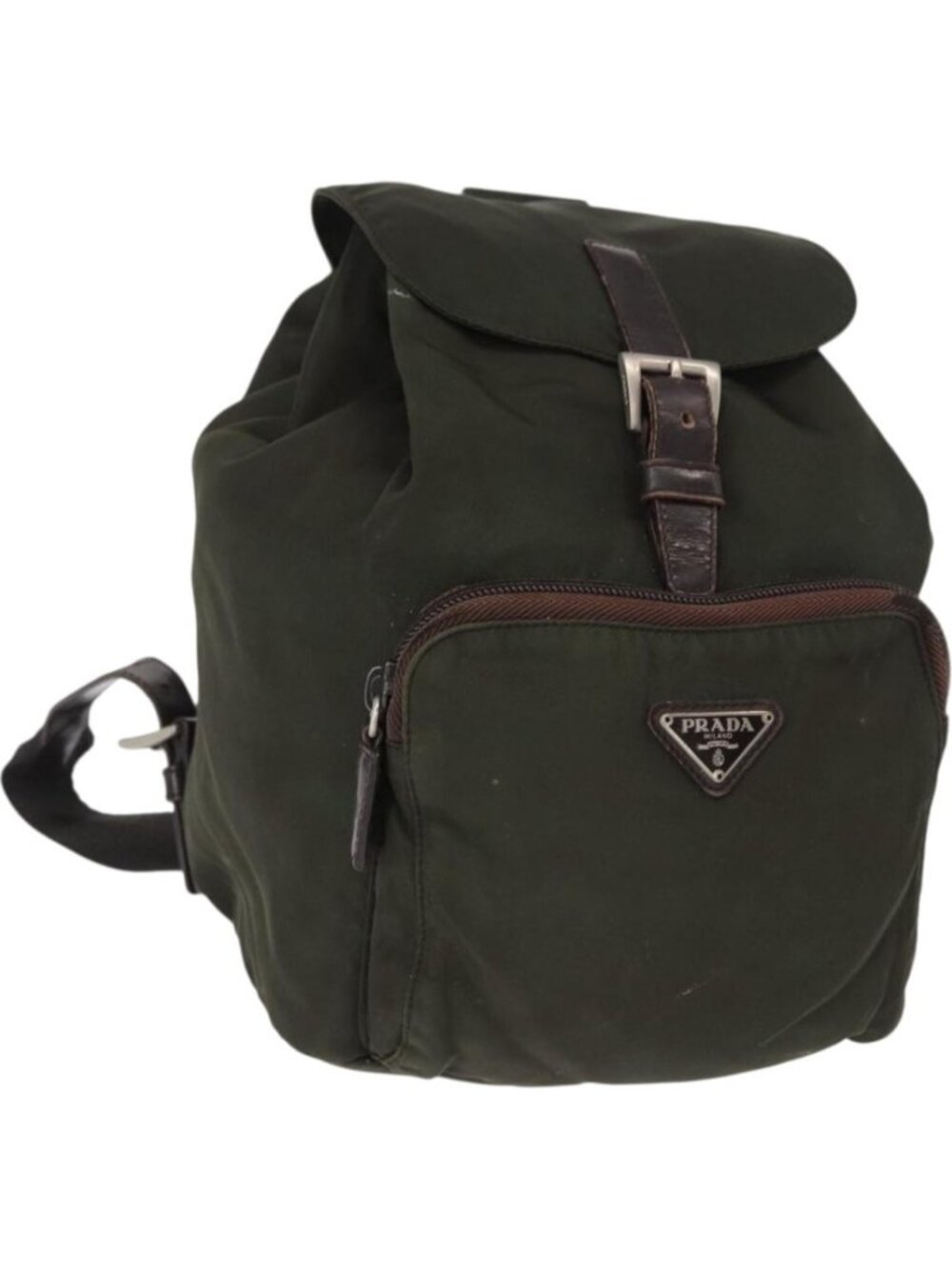 PRADA Backpack Nylon Khaki Silver